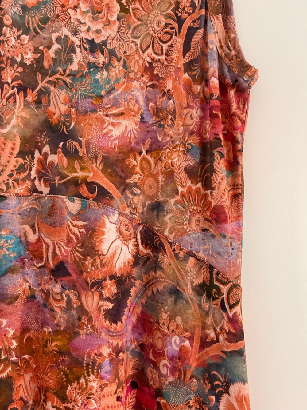 Peruvian Connection sleeveless maxi dress. Whimsical florals. Terracotta. Fairy - Picture 3 of 10